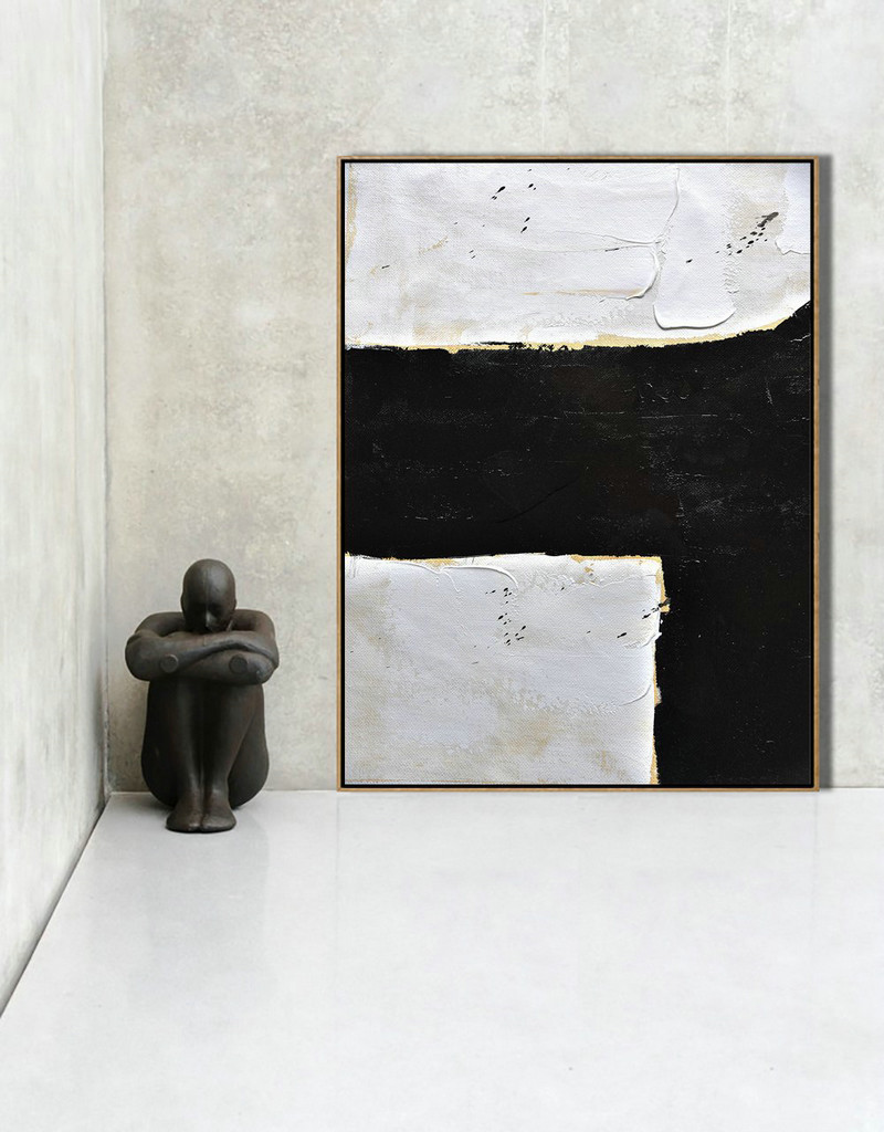 Abstract Painting Extra Large Canvas Art,Minimalist Painting On Canvas, Palette Knife Vertical Minimal Art - Unique Canvas Art